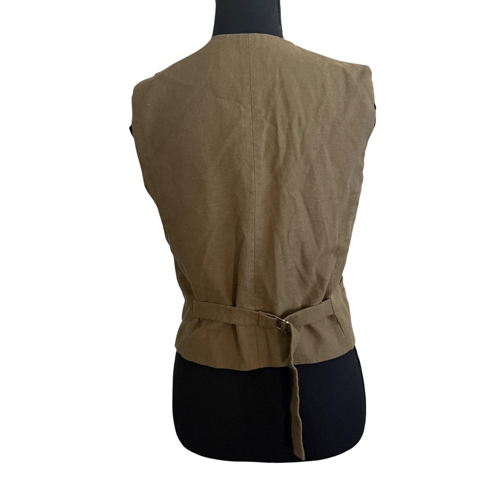 Katch Me Womens Olive Green Linen Blend Vest S Coastal Grandmother Earthy - Picture 2 of 7